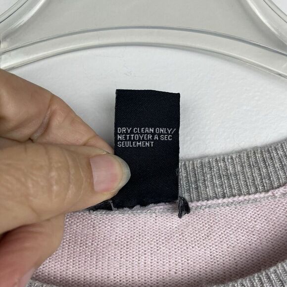 VTG Theory Silk Cashmere Sweater Womens Small Pink Gray Colorblock Soft Luxury - Picture 10 of 10